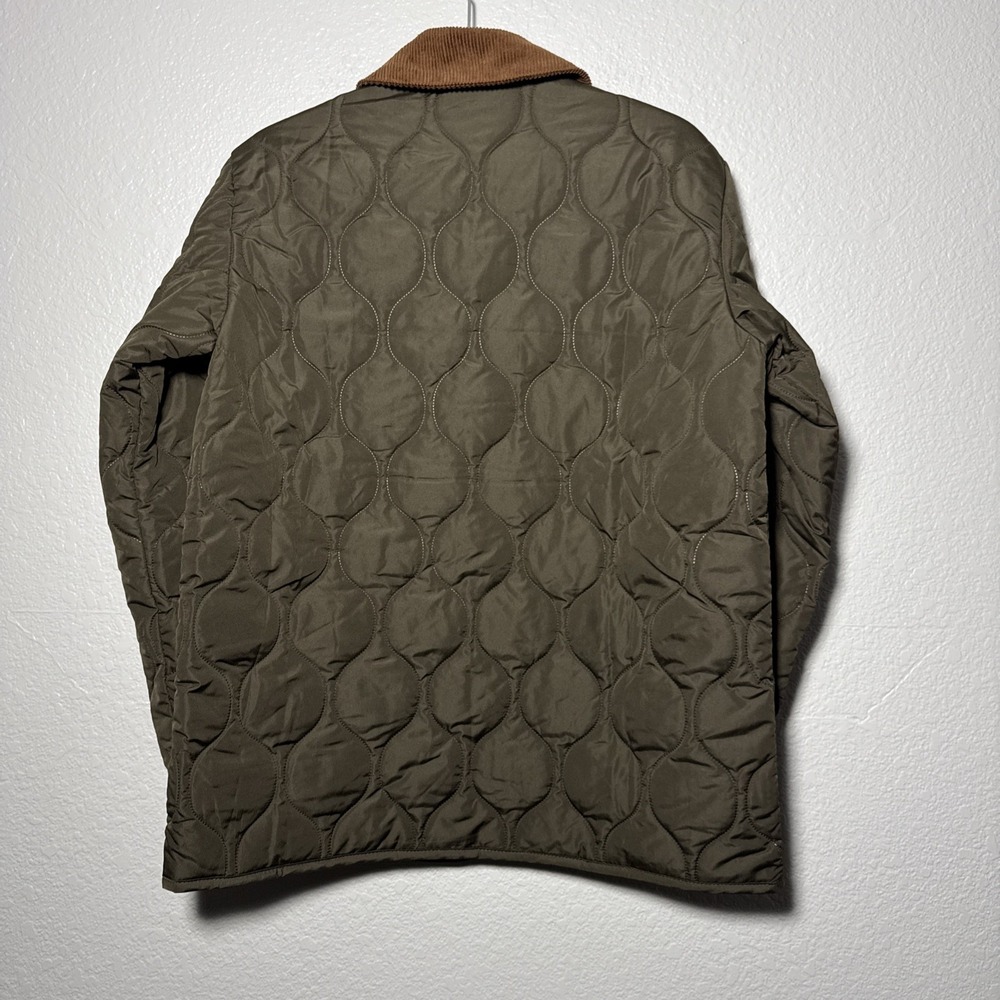 Old Navy Quilted Barn Chore Jacket Corduroy Collar Coat Womens Small Olive Green - Picture 2 of 8